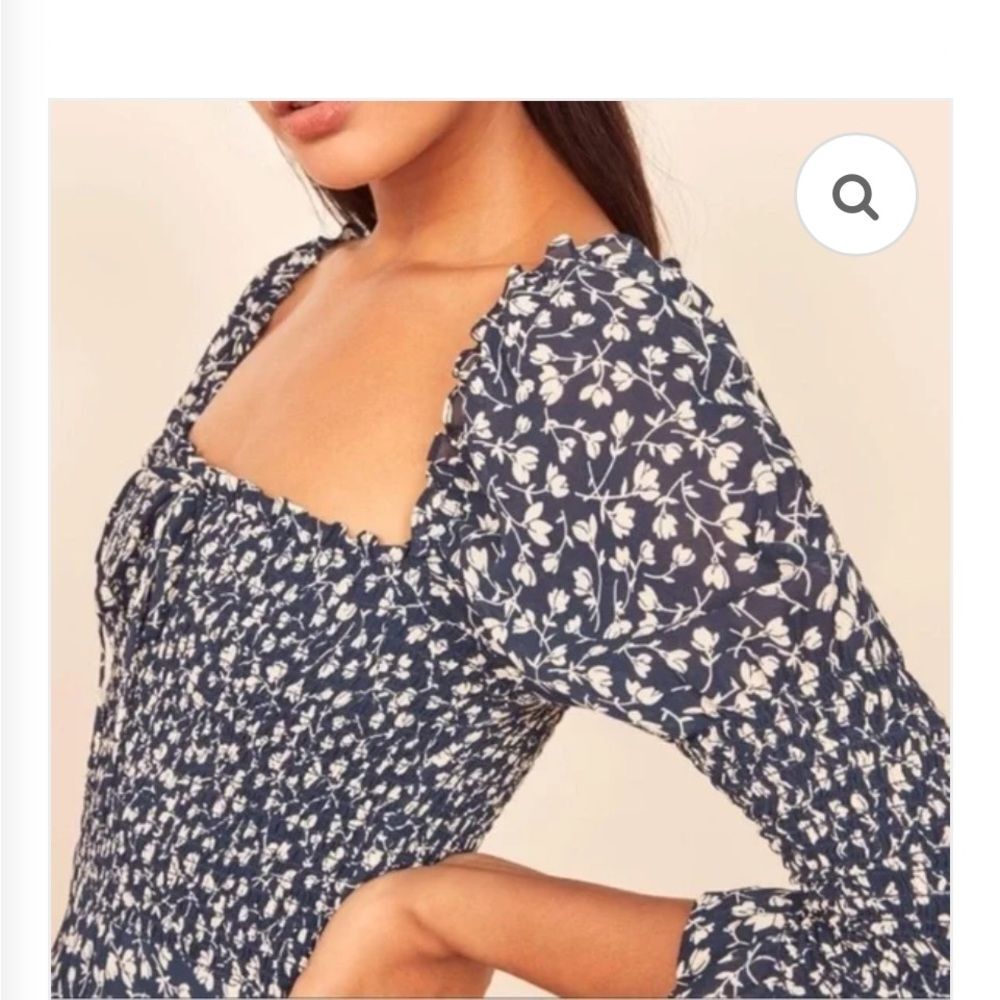 Reformation Loulou Navy Floral Mini Dress Size XS